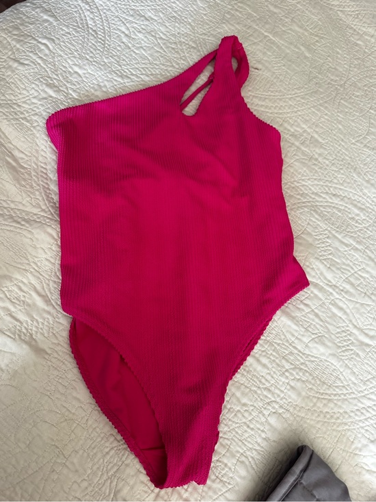 Old Navy Other - Old Navy One-Shoulder Hot Pink Ribbed One-Piece Swimsuit